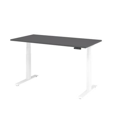 Schreibtisch Basic, elektrisch h&ouml;henverstellbar, 64-129cm (H), 160x80cm (BxT), rechteckig, graphit / wei&szlig;