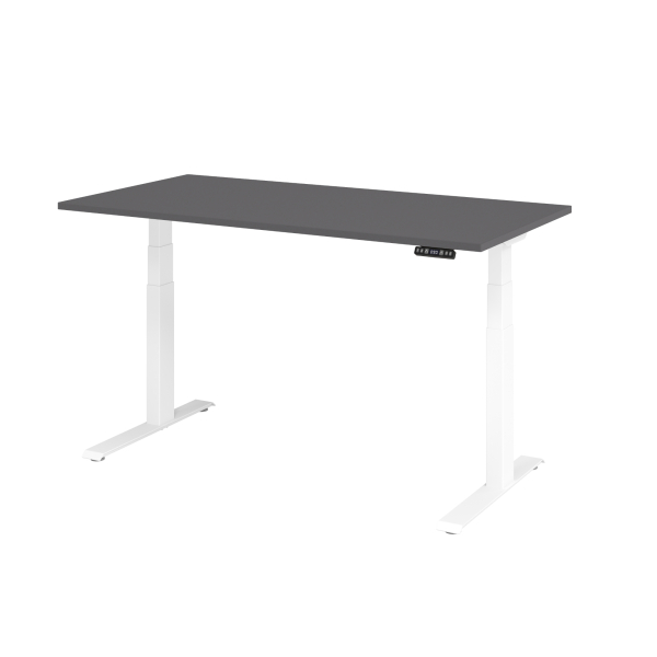 4032062324066 - Schreibtisch Basic elektrisch höhenverstellbar 64-129cm (H) 160x80cm (BxT) rechteckig graphit   weiß 4032062324066 Hammerba