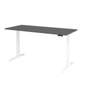 Sitz-Steh-Schreibtisch Basic, elektrisch h&ouml;henverstellbar, 64-129cm (H), 180x80cm (BxT), rechteckig, graphit / wei&szlig;