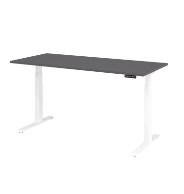 Sitz-Steh-Schreibtisch Basic, elektrisch h&ouml;henverstellbar, 64-129cm (H), 180x80cm (BxT), rechteckig, graphit / wei&szlig;