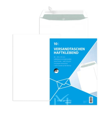 Versandtaschen 30002545, B4, ohne Fenster, haftklebend, 120g, weiß