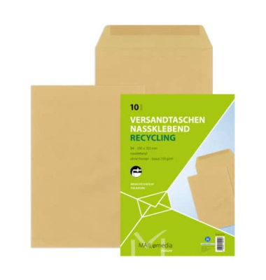 Versandtaschen 30002555, B4, ohne Fenster, nassklebend, 110g, braun