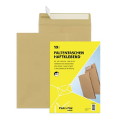 Faltentaschen 30002647, B4, ohne Fenster, haftklebend, 20mm-Falte, 130g, braun
