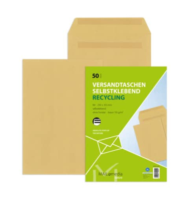 Versandtaschen 30022383, B4, ohne Fenster, selbstklebend, 110g, braun