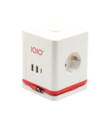 IOIO SW 1000 3-fach Steckdosenwürfel  1,5 m weiß mit USB-Buchse