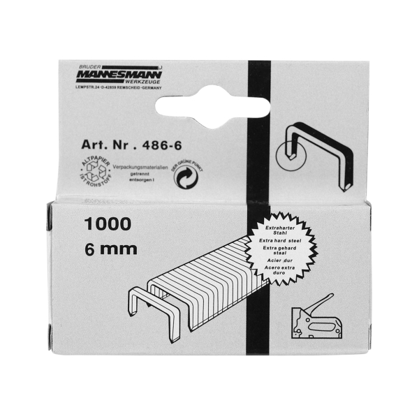 4003315033011 -  BRÜDER MANNESMANN Ersatzklammern 486-06 6mm 1000St 4003315033011 BRÜDER MANNESMANN WERKZEUGE 1000 Stück