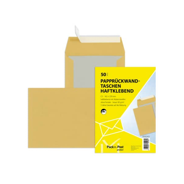 4003928350284 - Versandtaschen 30002451 mit Papprückwand C5 ohne Fenster haftklebend 90g braun 4003928350284 50 Stück