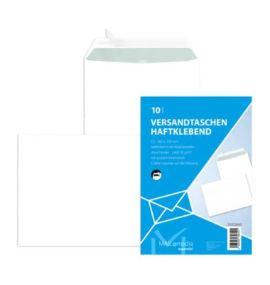 Versandtaschen 30002468, C5, ohne Fenster, haftklebend, 90g, weiß