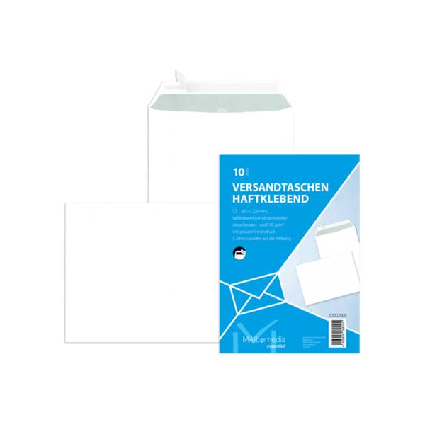 MailMedia Versandtaschen 30002468, C5, ohne Fenster, haftklebend, 90g, weiß 4003928356101 MailMedia 10 Stück