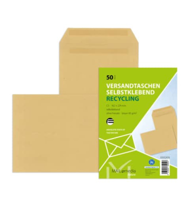 Versandtaschen 30002474, C5, ohne Fenster, selbstklebend, 90g, braun