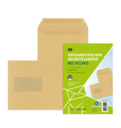 Versandtaschen 30022379, C5, mit Fenster, selbstklebend, 90g, braun