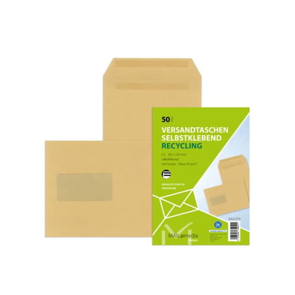 4003928359515 - Versandtaschen 30022379 C5 mit Fenster selbstklebend 90g braun 4003928359515 50 Stück