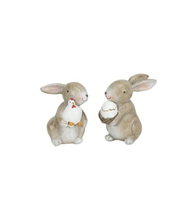 Osterhase mit Ei Polyresin braun sort.