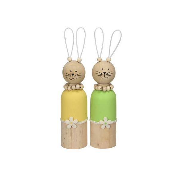 6 Stück Alpedia Osterhase Holz gelbgrün sortiert 4060706146484 Head