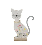 Deko Katze Blumenwiese Holz bunt