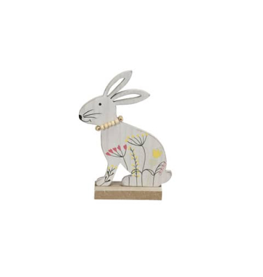Osterhase Blumenwiese Holz bunt