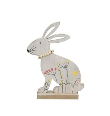 Osterhase Blumenwiese Holz bunt