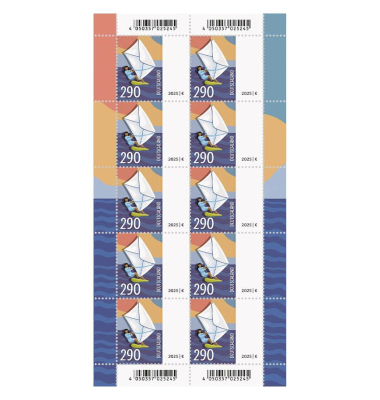 Porto ab 2025: Deutsche Post 2,90 € Briefmarken Windsurfbrief selbstklebend