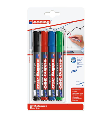 Boardmarker 360, 4-360-4-2, Pack, 4-farbig sortiert, 1,5-3mm Rundspitze