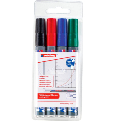 Boardmarker 250, 4-250-4-2, Etui, rot, blau, gr&uuml;n, schwarz, 1,5-3mm Rundspitze