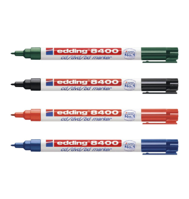CD-Marker 8400, 4-8400-4-2, Aktionspack, rot, blau, gr&uuml;n, schwarz, 0,5-1mm Rundspitze