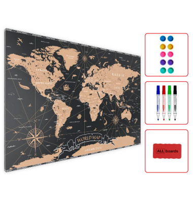 Magnettafel Weltkarte 60,0 x 40,0 cm