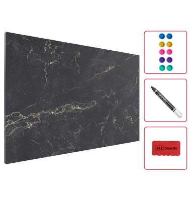 Magnettafel Schwarzer Marmor 60,0 x 40,0 cm schwarz