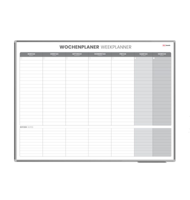 Wochenplaner, Tageseinteilung 120,0 x 90,0 cm