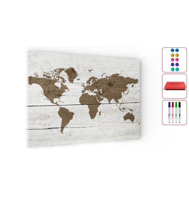Magnettafel WELTKARTE 60,0 x 40,0 cm
