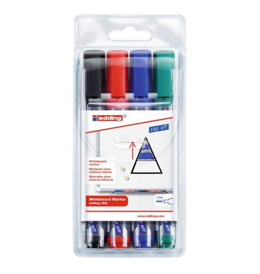 Boardmarker 363, 4-363-4-2, Etui, rot, blau, gr&uuml;n, schwarz, 1-5mm Keilspitze