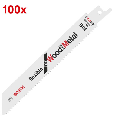 100 BOSCH S 922 HF Flexible for Wood and Metal Säbelsägeblätter