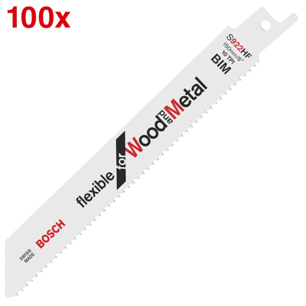 3165140346184 - 100 BOSCH S 922 HF Flexible for Wood and Metal Säbelsägeblätter 3165140346184 100 Stück 3165140346184 - 100 BOSCH S 922 HF Flexible for Wood and Metal Säbelsägeblätter 3165140346184 100 Stück