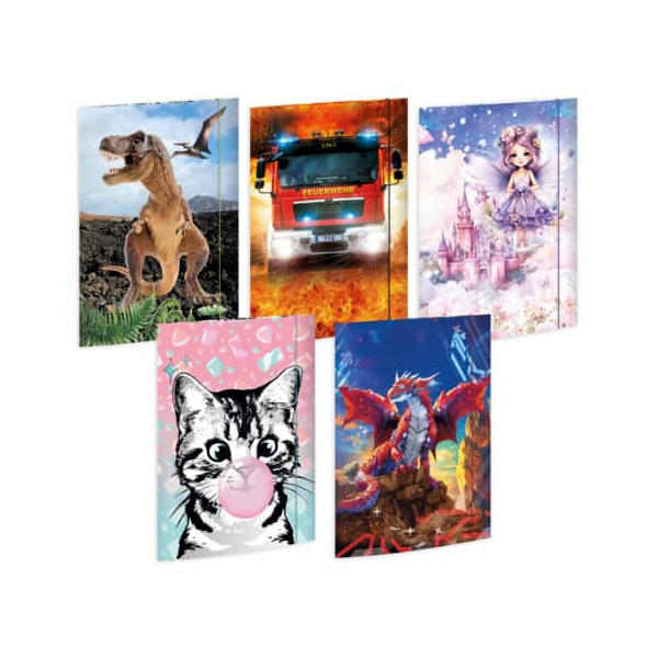 4002871995672 - Gummizugmappe 45031 A3 farbig sortiert Karton 500g mit 3 Einschlagklappen 4002871995672 14 Stück