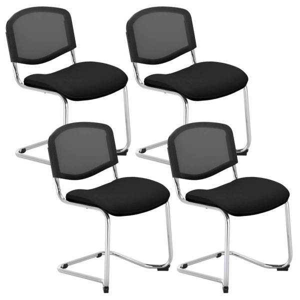 5901747084221 - Besucherstuhl Iso Ergo Mesh schwarz chrom ohne Armlehnen Freischwinger 5901747084221 4 Stück 5901747084221 - Besucherstuhl Iso Ergo Mesh schwarz chrom ohne Armlehnen Freischwinger 5901747084221 4 Stück