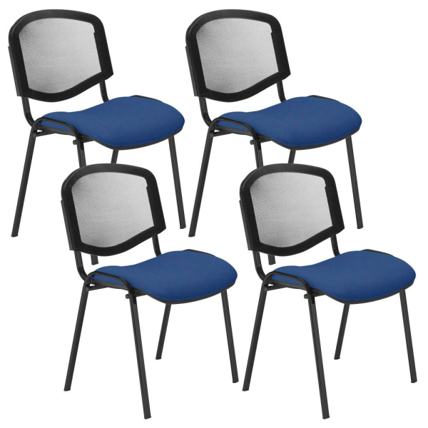 5901747156126 - Besucherstuhl Iso Ergo Mesh blau schwarz ohne Armlehnen 4-Fuß-Gestell 5901747156126 4 Stück 5901747156126 - Besucherstuhl Iso Ergo Mesh blau schwarz ohne Armlehnen 4-Fuß-Gestell 5901747156126 4 Stück