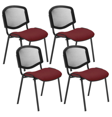 4 Nowy Styl Besucherstühle Iso Ergo Mesh bordeaux Stoff