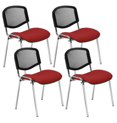 4 Nowy Styl Besucherstühle Iso Ergo Mesh bordeaux Stoff