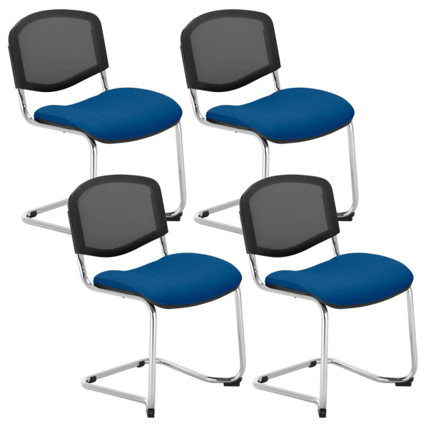 5901747157024 - Besucherstuhl Iso Ergo Mesh blau chrom ohne Armlehnen Freischwinger 5901747157024 4 Stück 5901747157024 - Besucherstuhl Iso Ergo Mesh blau chrom ohne Armlehnen Freischwinger 5901747157024 4 Stück