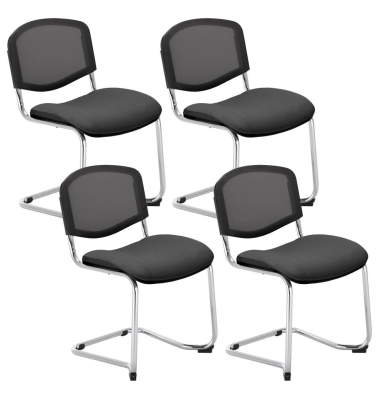 Besucherstuhl Iso Ergo Mesh, anthrazit / chrom, ohne Armlehnen, Freischwinger
