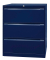 Hängeregistraturschrank, doppelbahnig, blau, 3 Hängeregistraturschubladen