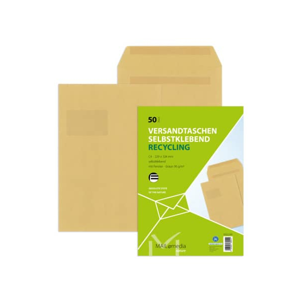 4003928389512 - Versandtaschen Versandtasche 30022381 C4 mit Fenster selbstklebend 90g braun 4003928389512 50 Stück