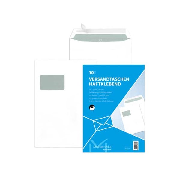 4003928386115 - Versandtaschen 30002508 C4 mit Fenster haftklebend 90g weiß 4003928386115 10 Stück