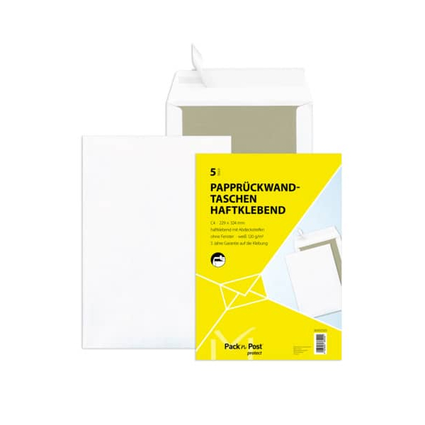 4003928385200 - Versandtaschen 30002505 mit Papprückwand C4 ohne Fenster haftklebend 120g weiß 4003928385200 5 Stück