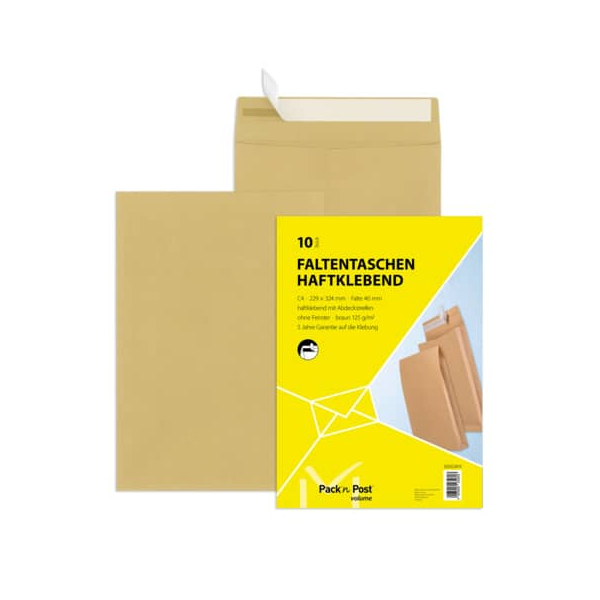 4003928232603 - Faltentaschen MAILmedia 30002419 C4 ohne Fenster haftklebend 40mm-Falte 120g braun 4003928232603 10 Stück 4003928232603 - Faltentaschen MAILmedia 30002419 C4 ohne Fenster haftklebend 40mm-Falte 120g braun 4003928232603 10 Stück