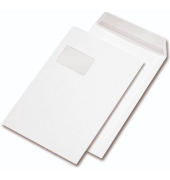 Faltentaschen 30015671, C4, mit Fenster, 20mm-Falte, haftklebend, 120g, weiß