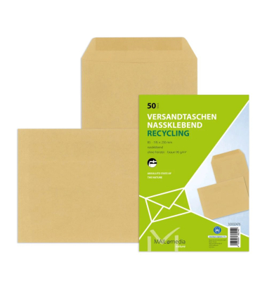 Versandtaschen 30002476, B5, ohne Fenster, nassklebend, 90g, braun
