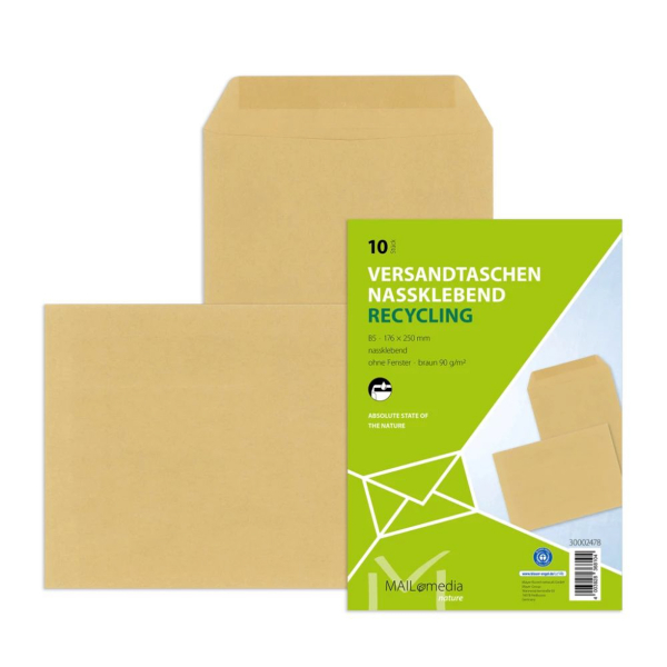 4003928368104 - Versandtaschen 30002478 B5 ohne Fenster nassklebend 90g braun 4003928368104 10 Stück 4003928368104 - Versandtaschen 30002478 B5 ohne Fenster nassklebend 90g braun 4003928368104 10 Stück