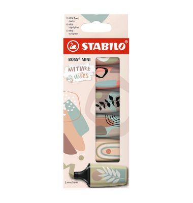 Textmarker BOSS MINI Naturevibes, 07/06-31, Pack, 6-farbig sortiert, 2-5mm Keilspitze