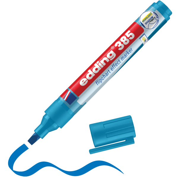 4004764986682 - Flipchartmarker 385 effect 4-385010 Stift hellblau 1-5mm Pinselspitze 4004764986682 Edding
