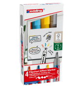 Flipchartmarker 385 effect, 4-385-4, orange, gelb, hellblau, silbergrau, 1-5mm Pinselspitze